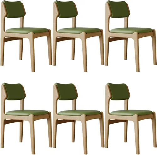 Miniatura 22 de YVYKFZD Wooden Dining Chairs Set, Leather Dining Room Chair with Back, Upholstered Kitchen Chairs, Armless Living Room Chair, for Bedroom Offices