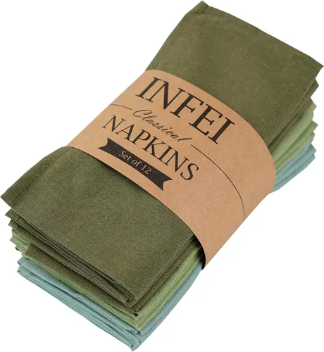 Miniatura 12 de Servilletas de tela fina de poliéster y lino mezclado de color sólido, juego de 12 (15.7 x 15.7 in), para eventos y uso doméstico (egeo)
