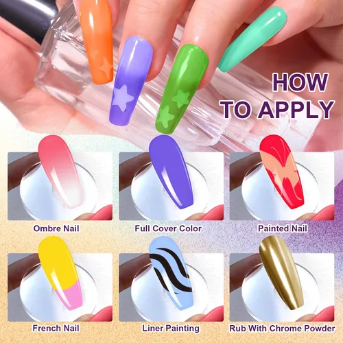 Miniatura 3 de Gel de pintura degradada, 12 colores brillantes, esmalte de uñas de gel degradado para uñas de pigmento Pat, uñas aura, manicura francesa, arte