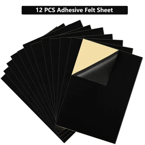 Miniatura 2 de 12 hojas adhesivas de tela de terciopelo negro, hojas de fieltro negro para cajas de joyería, forro de cajones, creación de proyectos