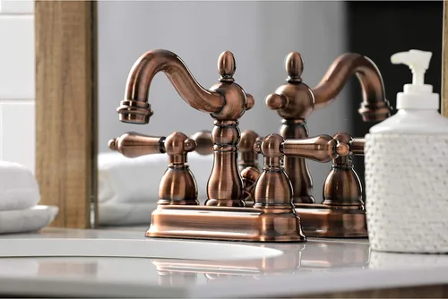 Miniatura 5 de Kingston Brass KB160ALAC Heritage - Grifo de baño central de 4 pulgadas, cobre antiguo