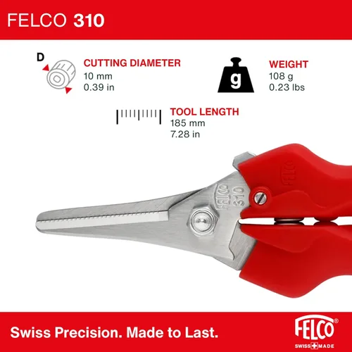 Miniatura 4 de Felco F310 Tijeras de podar – Cortadoras de jardín ligeras de 7.3 pulgadas para recortar y cosechar finos Tijeras de podar para jardinería