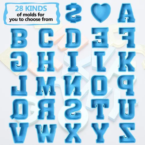 Miniatura 8 de Molde de resina, moldes de silicona 3D de letra O grande para fundición de resina epoxi, moldes del alfabeto de silicona para resina para arte