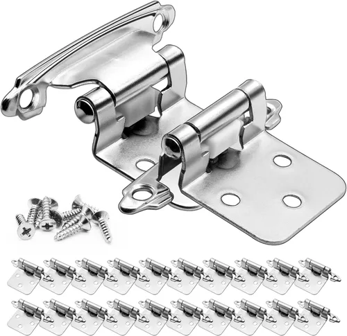 Miniatura 15 de 12 bisagras negras para puerta de gabinete, bisagras de cierre automático de cocina superpuestas de 1/2 pulgada (6 pares)