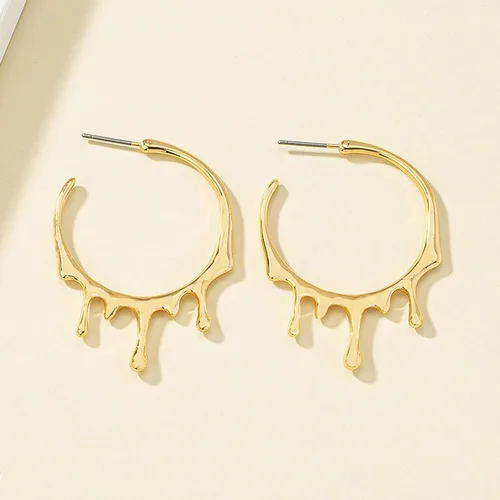 Miniatura 4 de Aretes de aro ligeros con forma de lágrima para mujer, de oro de 14 quilates, grandes ovalados, aretes de aro gruesos, de alto pulido, joyería