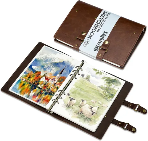 Lightwish Cuaderno de bocetos de acuarela, diario de acuarela 100% algodón sin ácidos, 140 libras, papel de acuarela de prensa en frío para Hebilla