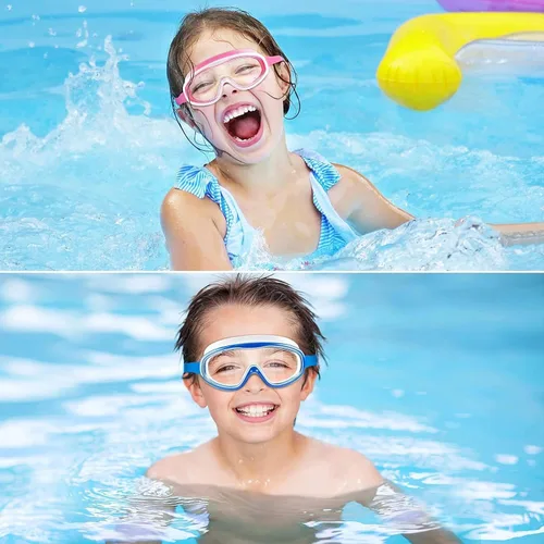 Miniatura 6 de COOLOO Gafas de natación para niños de 3 a 15 años, paquete de 2 gafas para nadar con cubierta para la nariz, sin fugas, antiniebla, impermeables