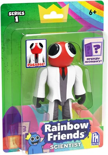 Rainbow Friends – Figura de acción del científico (figura posable de 5" de alto, Serie 1), naranja