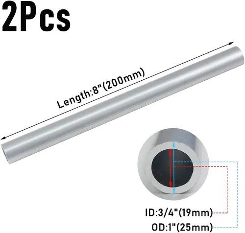 Miniatura 2 de Feelers Tubo de aluminio 6061 de 0.984 in de diámetro exterior x 0.748 in de diámetro interno – Paquete de 2 tubos redondos rectos de 7.874 in