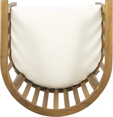 Miniatura 7 de Great Deal Furniture Nola - Sillas de comedor de madera para exteriores con cojines (juego de 2), acabado crema y teca, (309261)