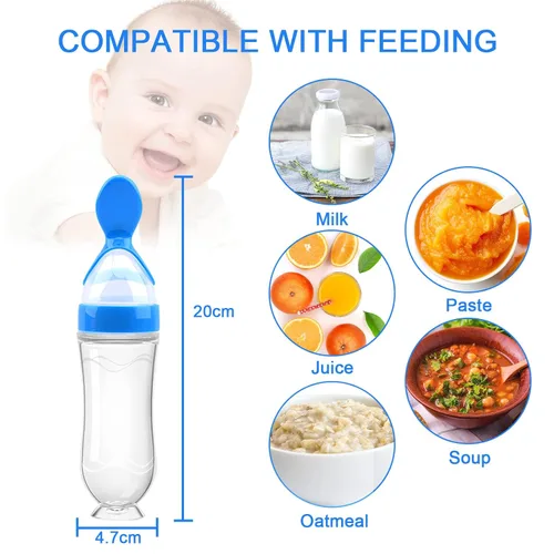 Miniatura 2 de Comedero de alimentos para bebés (3 piezas) con 6 chupetes de silicona de diferentes tamaños, 2 cucharas dispensadoras de alimentos de silicona