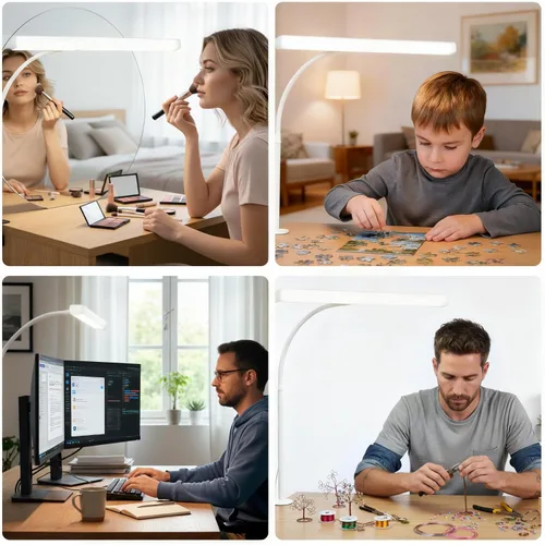 Miniatura 7 de Lámpara de escritorio LED para oficina y hogar, lámpara para el cuidado de los ojos con función de control remoto de 10 metros, 5 modos, 10 niveles