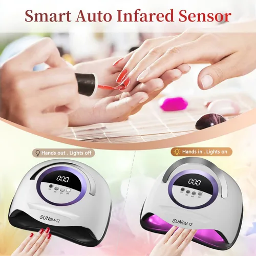 Miniatura 4 de Lámpara de uñas UV LED con 72 perlas, lámparas de curado de uñas de 300 W para esmalte de gel con sensor automático/4 ajustes de temporizador