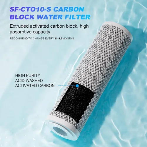 Miniatura 3 de Cartucho de filtro de agua de sedimentos de carbono CTO para toda la casa de 1 micrón, 2.5 x 10 pulgadas, compatible con DuPont WFPFC8002