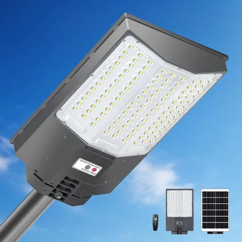 8500 W de luces solares de calle para exteriores, 550,000 lm, 7000 K, luces solares para estacionamiento del atardecer al amanecer, 35,000 mAh,