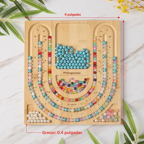 Miniatura 4 de Petoysoso Tablero de cuentas de bambú para la fabricación de joyas, collar y pulsera, suministros para hacer joyas Collar de tablero de cuentas