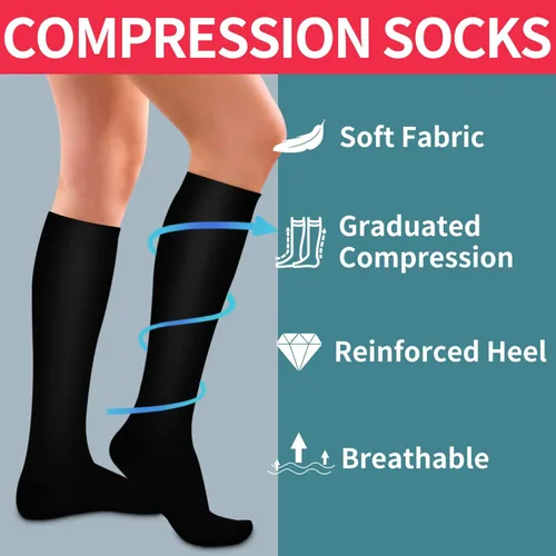 Miniatura 44 de Laite Hebe 4 pares de calcetines de compresión para mujeres y hombres, el mejor apoyo para enfermeras, correr, atletismo