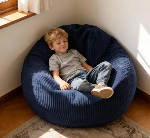 Miniatura 7 de ENBAOHUI Puf para niños, silla Comfoy de espuma viscoelástica con sofá de relleno, color verde