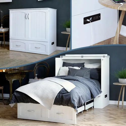 Miniatura 20 de AFI, Southampton Murphy - Cómoda de cama individual XL con colchón de 6 pulgadas, cajón de almacenamiento y cargador USB integrado, color gris