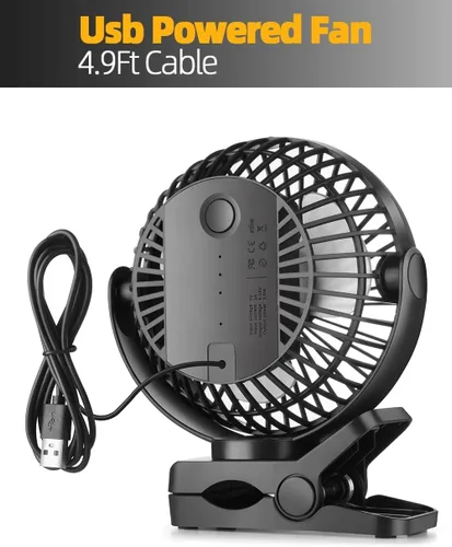 Miniatura 5 de Viniper Ventilador USB con clip de 6 pulgadas, ventilador de escritorio pequeño y portátil: rotación de 360°, ventilador de mesa de viento de 3
