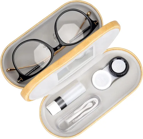Miniatura 14 de Muf - Estuche portátil 2 en 1 para lentes y lentes de contacto, diseño de doble uso, a prueba de fugas, pinzas y botella con solución incluidas