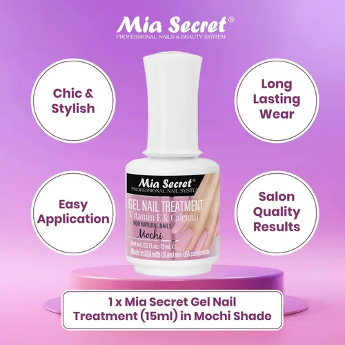 Miniatura 4 de Mia Secret Tratamiento de uñas en gel con vitamina E y calcio, 0.5 fl oz - Gel reparador y fortalecimiento para uñas (Mochi)