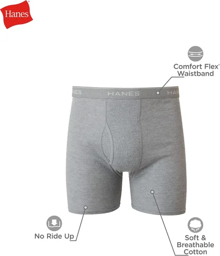 Miniatura 5 de Hanes Calzoncillos tipo bóxer para hombre, ropa interior de algodón suave y transpirable con cintura ComfortFlex, paquete múltiple