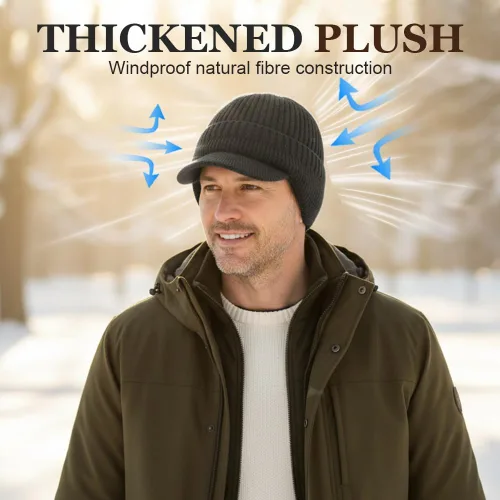 Miniatura 3 de Gorro de punto elástico cálido con protección para los oídos, unisex, acogedor, gorro de invierno con ala y orejeras para hombres y mujeres