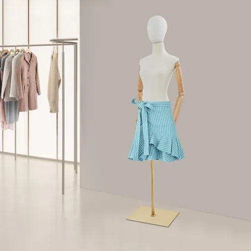 Miniatura 3 de Torso de maniquí femenino, 55-80 pulgadas de altura ajustable, cuerpo de maniquí con soporte de metal para coser y exhibir tiendas, dorado