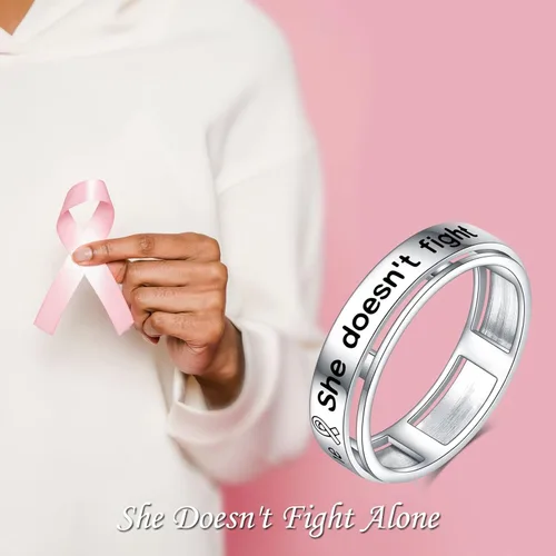 Miniatura 5 de Anillo giratorio para ansiedad de plata de ley para mujer, Plata Esterlina, no conocido