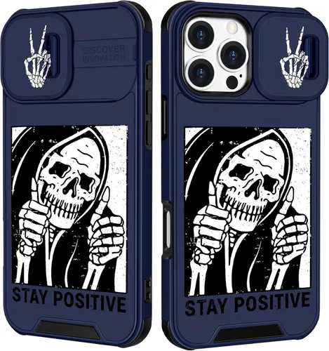 Miniatura 68 de Funermei Funda 2 en 1 para iPhone 13/iPhone 14 para mujeres, linda funda de teléfono con calavera para niñas, diseño de esqueleto gótico, divertido
