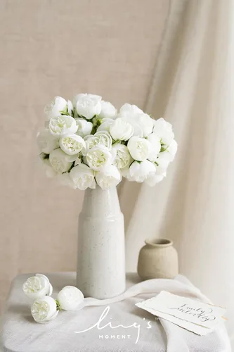 Miniatura 2 de Ling's Moment Rosa artificial de Constanze, 18 mini rosas de seda falsa con tallos, flores de relleno de boda de imitación a granel para bricolaje