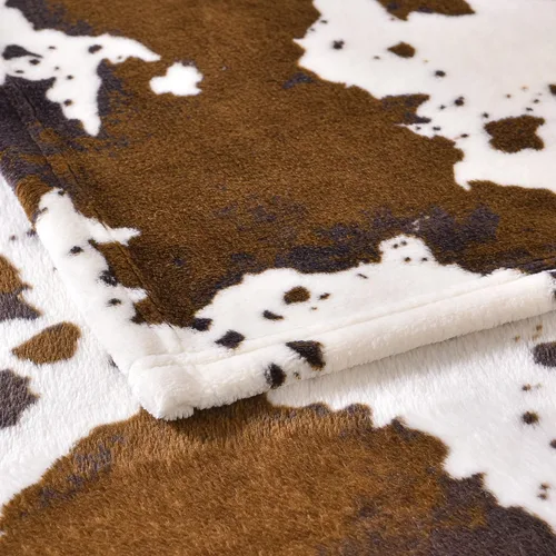 Miniatura 9 de Bnuitland Manta de franela con estampado de vaca marrón (50x70 pulgadas) con bolsa de almacenamiento, manta decorativa de doble cara súper suave