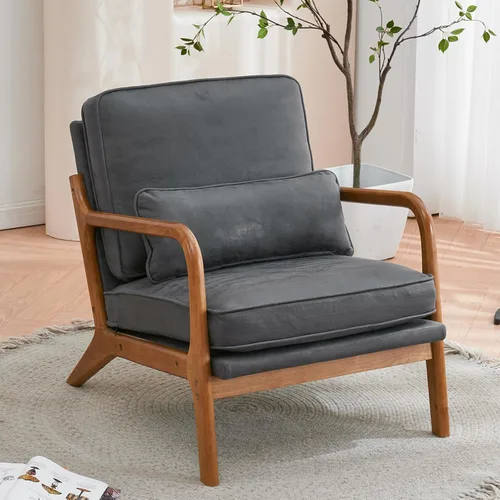 Miniatura 10 de Accent Chairs for Bedroom Upholstered Linen Armchair Lounge Chair with Extra-Thick Padded Backrest and Seat Cushion Sofa Chairs Single Reading
