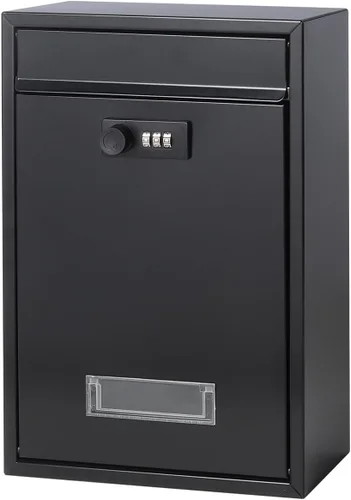 Miniatura 12 de Decaller Buzón montado en la pared con cerradura de llave, buzón de metal a prueba de óxido para exteriores, 15.2 x 10.1 x 3.3 pulgadas, 006 negro