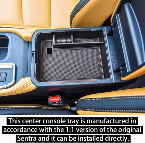 Miniatura 5 de RUNROAD Bandeja de consola central compatible con Nissan Sentra 2020 2021 2022 2023 2024 2025 accesorios, bandeja para reposabrazos, caja de Negro