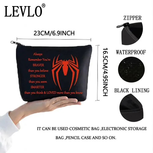 Miniatura 2 de LEVLO Bolsa de maquillaje de película de araña, regalo inspirado en los fanáticos de la película, eres más valiente, más fuerte y más inteligente