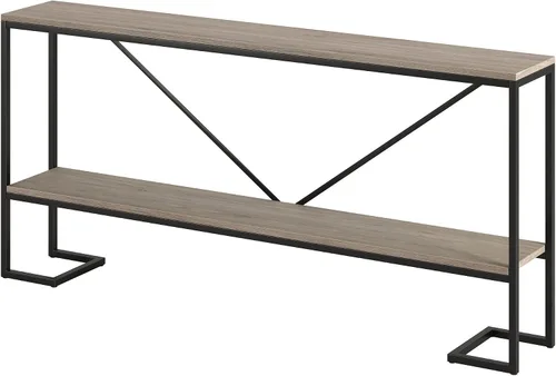 Miniatura 5 de Phoebe - Mesa consola rectangular de 64 pulgadas de ancho en bronce ennegrecido/roble gris envejecido