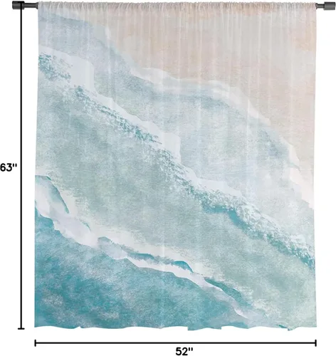 Miniatura 10 de Cortinas traslúcidas de playa de 63 pulgadas de largo, panel de cortina traslúcida para sala de estar, cortinas de cocina con bolsillo para barra
