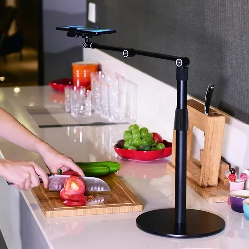 Miniatura 8 de Viozon Soporte superior para teléfono tableta, altura y ángulo de 360 grados ajustable, soporte de escritorio de aluminio, compatible con teléfono