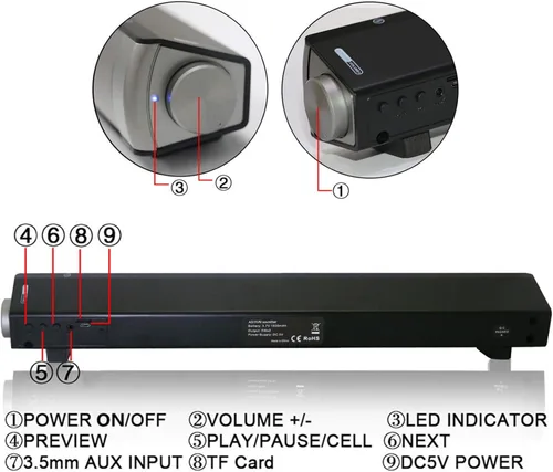 Miniatura 3 de TOPROAD Altavoz Bluetooth, altavoz inalámbrico portátil, altavoz alimentado por USB con sonido HD fuerte, Bluetooth 5.0, micrófono integrado