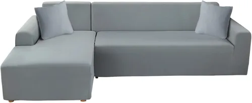 Miniatura 17 de Fundas de sofá modular, 2 fundas elásticas para sofá en forma de L, diván, muebles, funda protectora para niños, perros y mascotas con 2 fundas