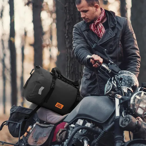 Miniatura 8 de OCKLILY Bolsa seca impermeable, bolsa trasera de motocicleta enrollable de 50 litros con válvula de aire y correas de fijación rápida, bolsas