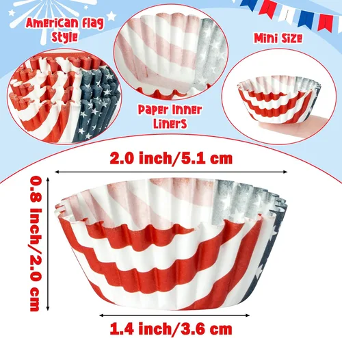 Miniatura 3 de COcnny America - Bolsas de papel de aluminio para cupcakes, 600 unidades de papel de aluminio para el 4 de julio, envoltorios de papel