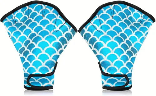 Guantes acuáticos de natación para mujeres y hombres, guantes de agua con resistencia de malla para natación y aeróbic acuático, diseño de escamas