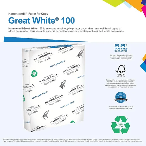 Miniatura 2 de Hammermill Papel de impresora, gran papel reciclado 50% 50%, 8,5 x 11 - 1 resma (500 hojas) - 92 luminoso, hecho en los Estados Unidos, 086790
