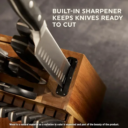 Miniatura 3 de Chicago Cutlery Insignia Triple Rivet Poly (18 piezas) Juego de bloques de cuchillos de cocina con bloque de madera y afilador integrado, mangos