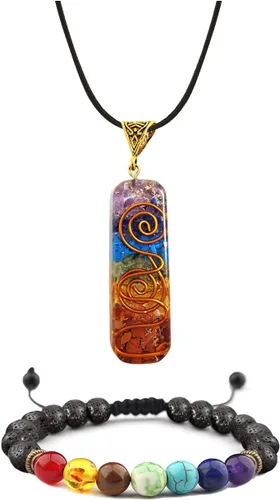 Juego de 7 chakras para mujeres y hombres, cuentas de piedra de lava, pulsera de curación de yoga con piedras reales para la ansiedad y meditación