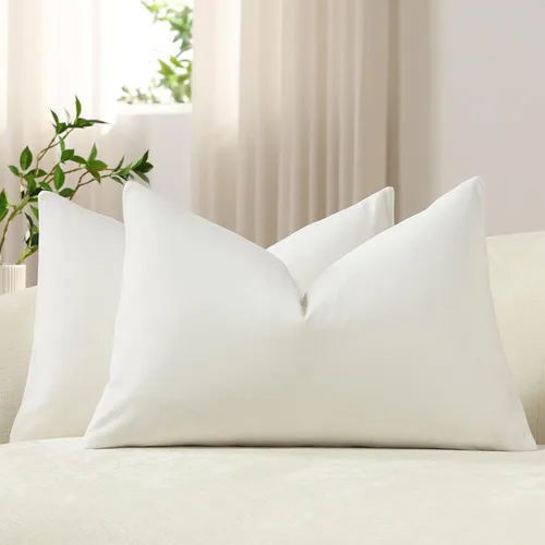 Miniatura 19 de Dezene - 2 fundas decorativas de terciopelo para almohada Hielo de vainilla