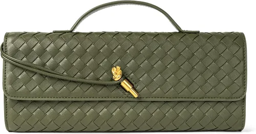 Miniatura 19 de Joryin Bolso tejido para mujer, bolso de mano de cuero tejido, bolso cruzado, bolso formal de noche, cuero vegano